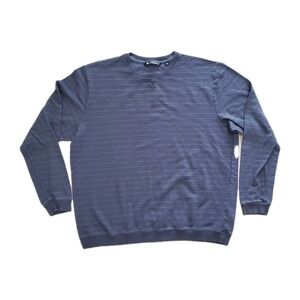 Travis Mathew Men's 3XL Navy Blue Striped Crewneck Long Sleeve Pullover Sweater